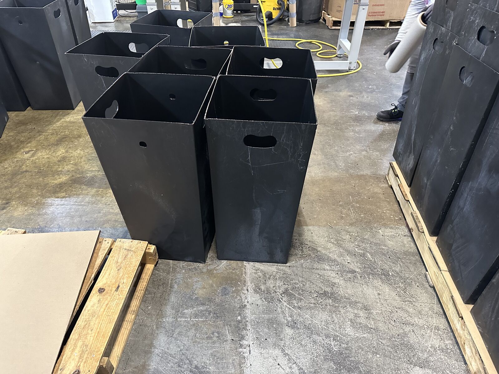 black laundry and storage bins made via rotational molding