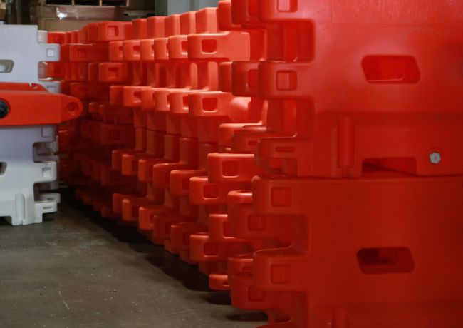 Rotationally molded water-filled construction barriers for other applications.